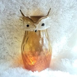 Rare Figural Fox Blown Art Glass Tall Vase